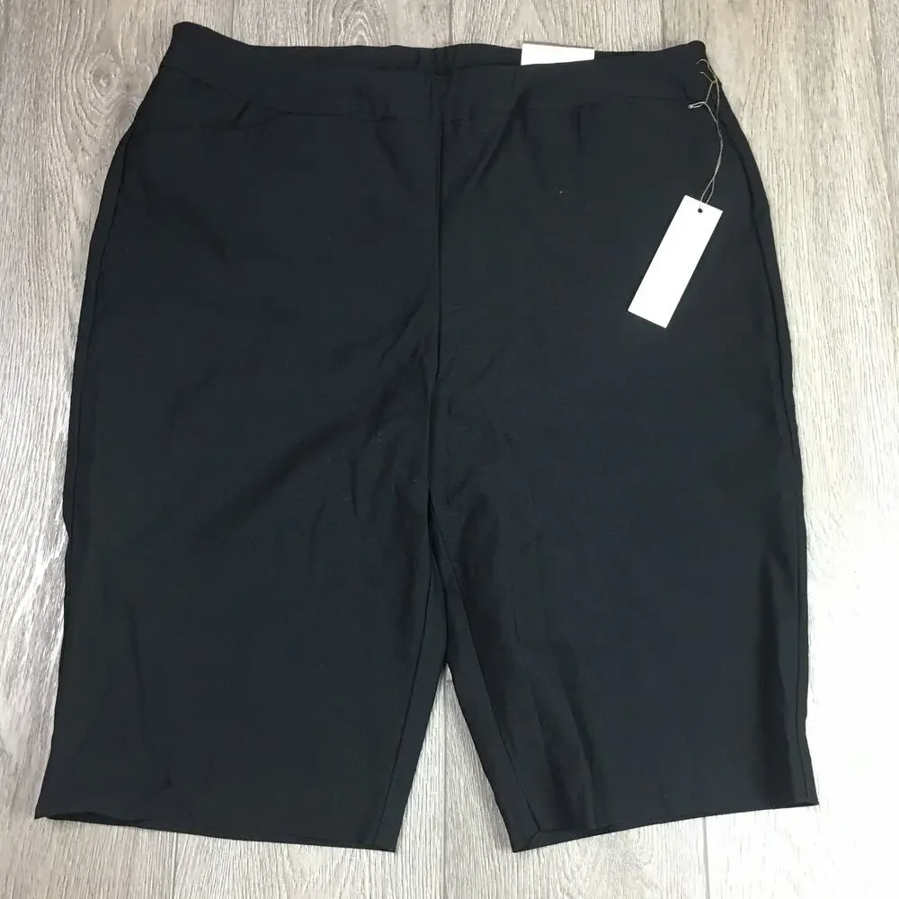 New Chico’s So Slimming Pull On Shorts Black Mid Length Stretch Womens 2.5 Large - Picture 2 of 8